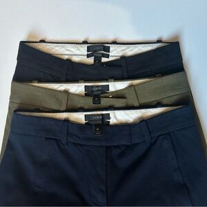 J.CREW Maddie Ankle Pants Bundle Of 3 Stretch 0P Office Career Black Blue Green
